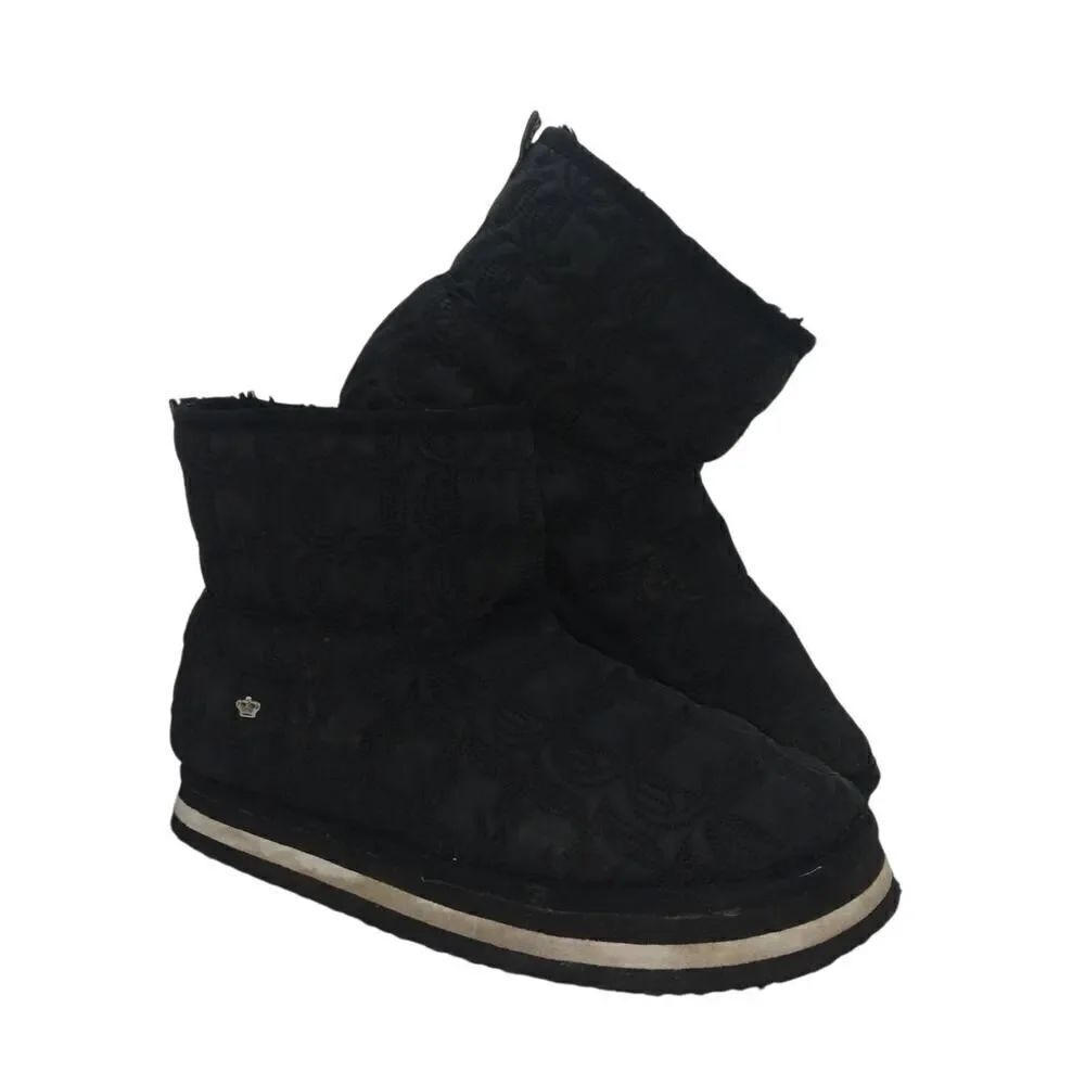 Juicy Couture Womens Pre-owned Black Quilted Faux Fur Lined Boots - sz. 8